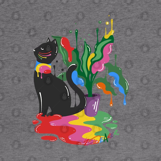 Trippy Cat & Plant by ms_wearer